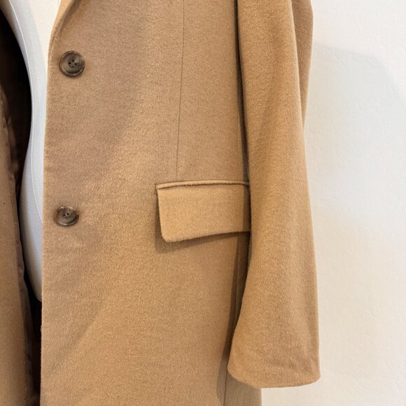 Uniqlo Wool Cashmere Mid Length Camel Trench Coat Luxury Jacket Tan Winter Small - Picture 3 of 10